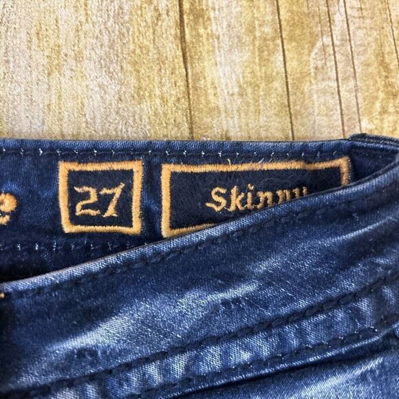 Rock Revival Skinny Jeans Womens Thick Stitch Jeans Mena Size 27 (31X32) - Picture 12 of 16